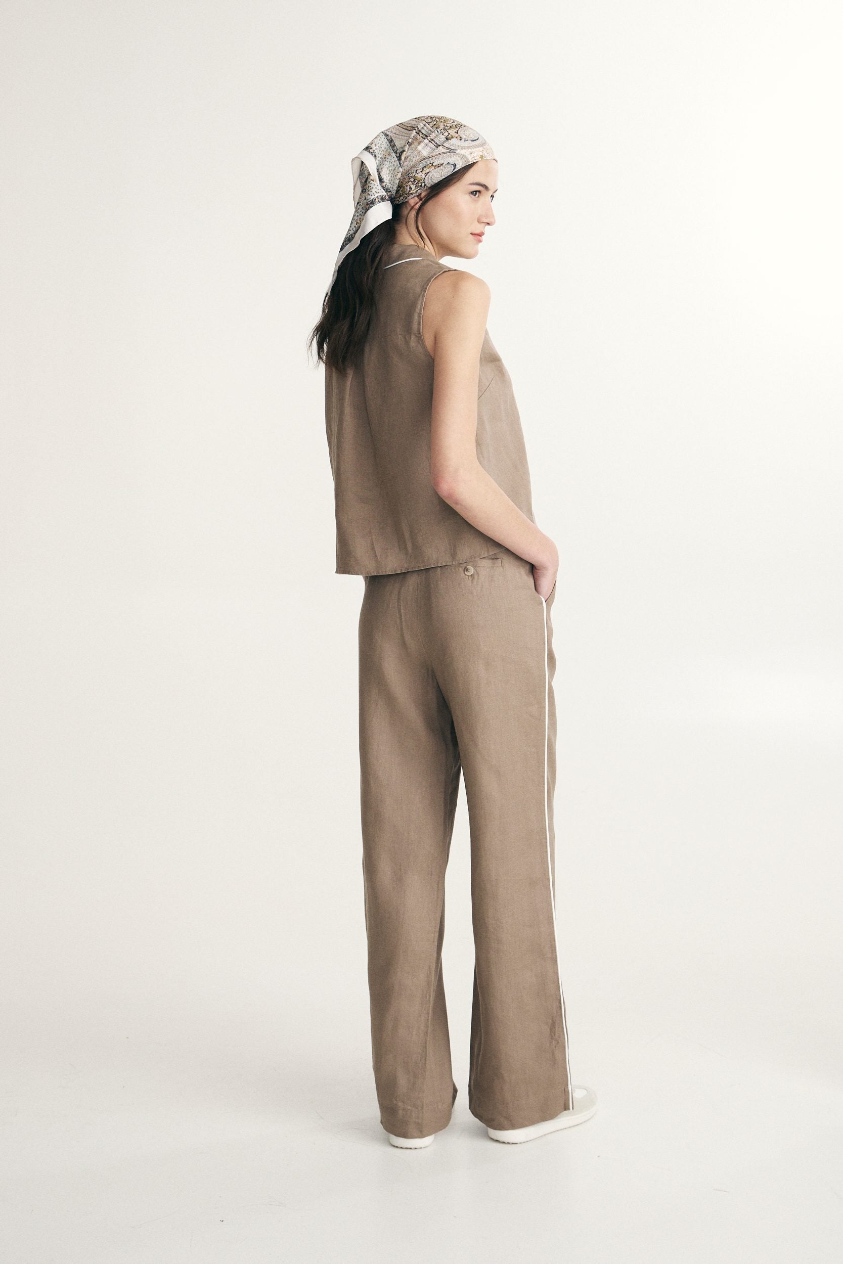Pantalon en lin avec élastique