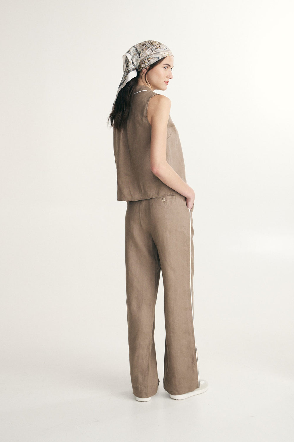 Pantalon en lin avec élastique