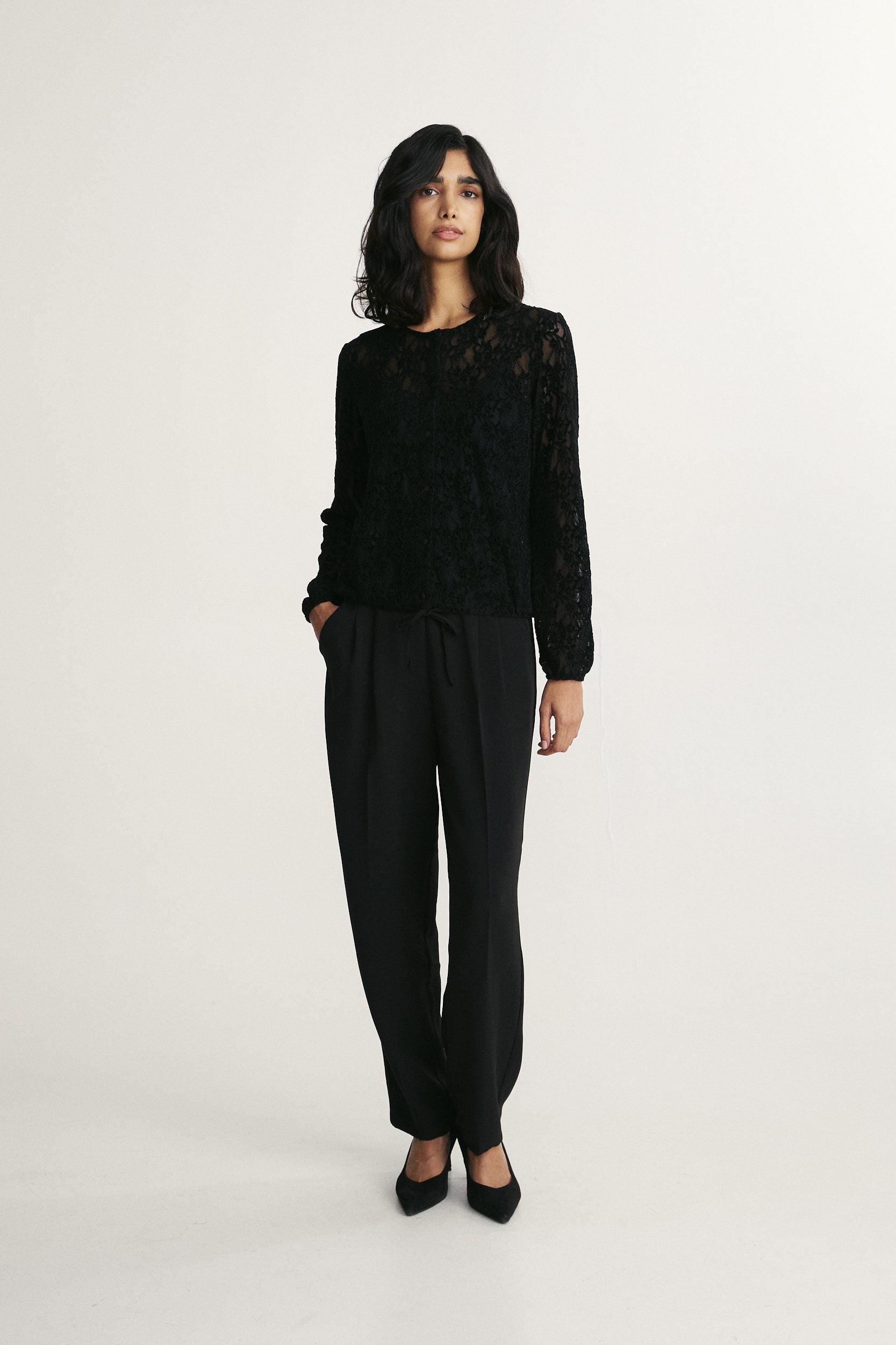 High waist wide leg fluid pant