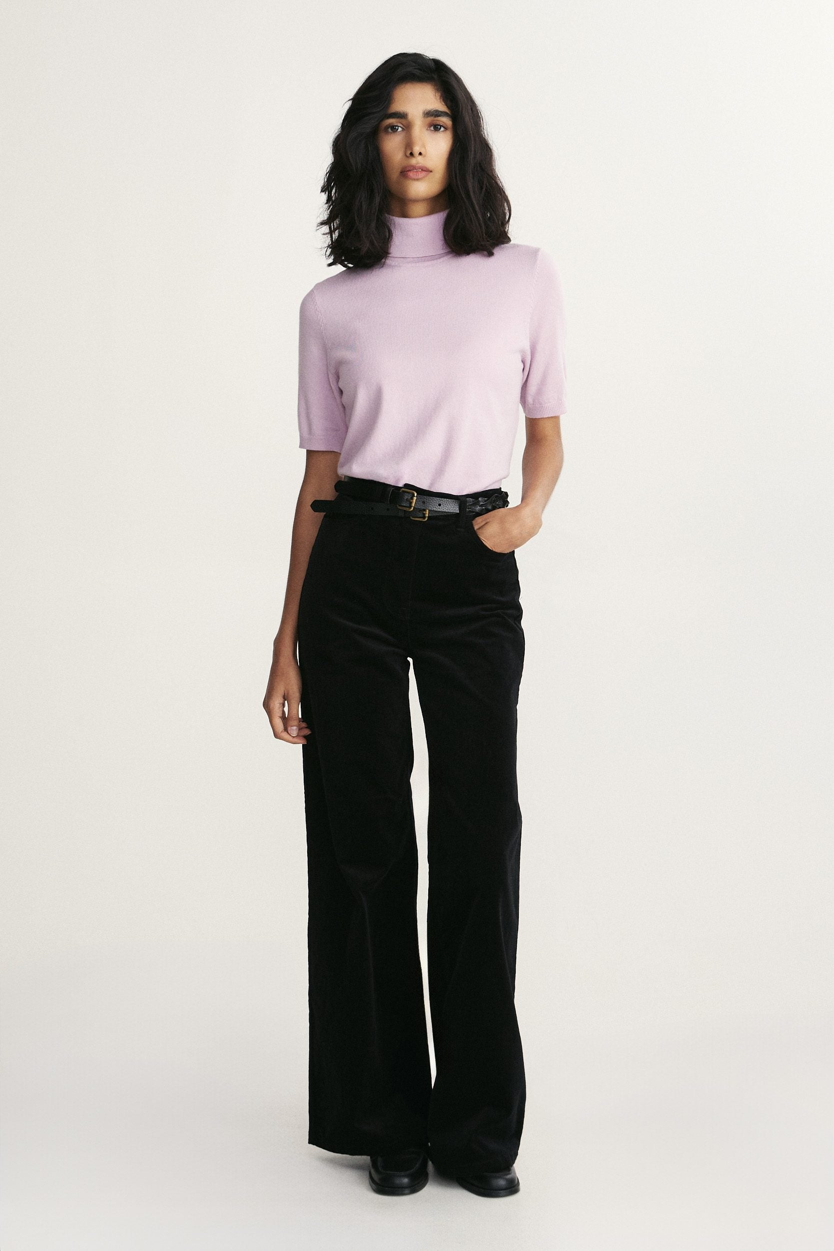 High waist straight corduroy pant
