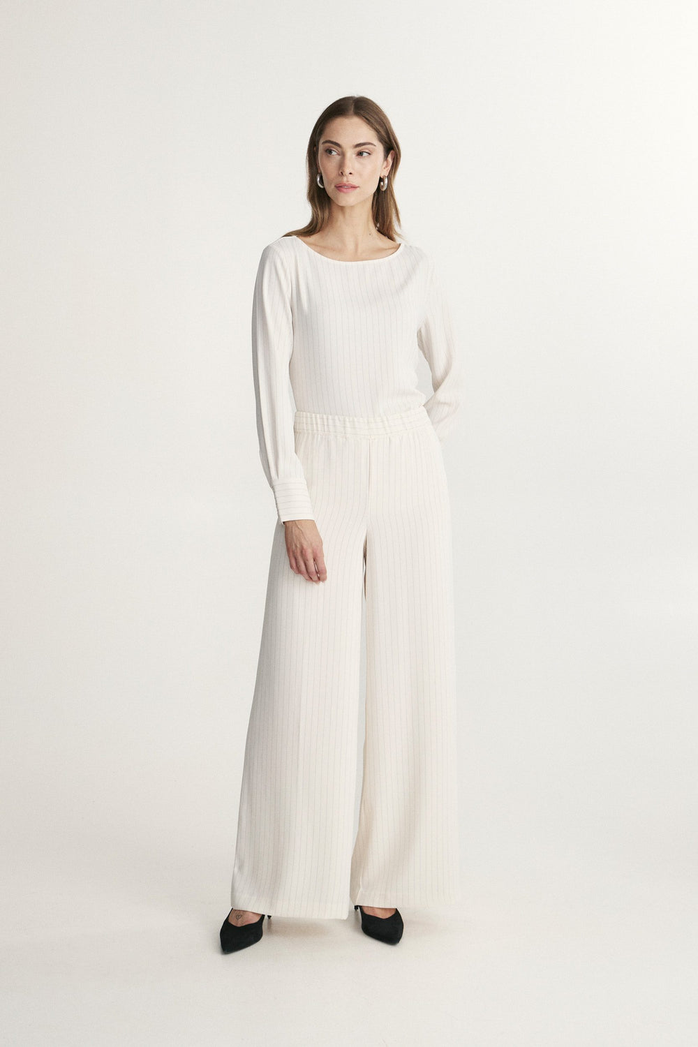 Striped wide-leg pants
