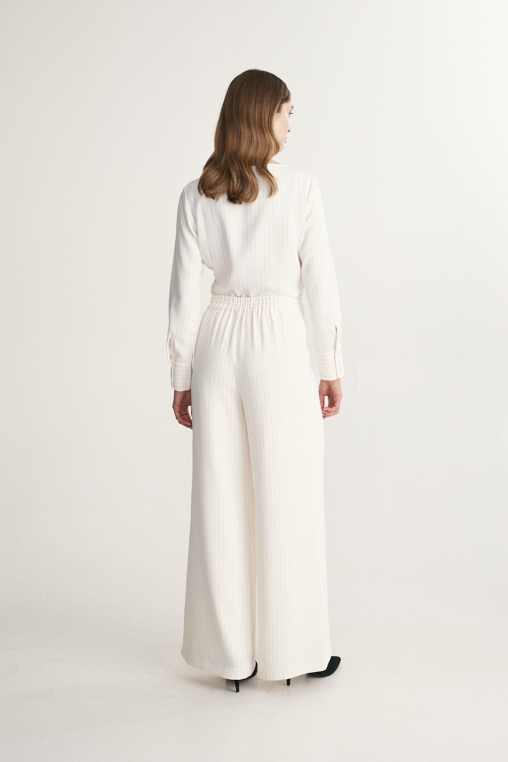Striped wide-leg pants