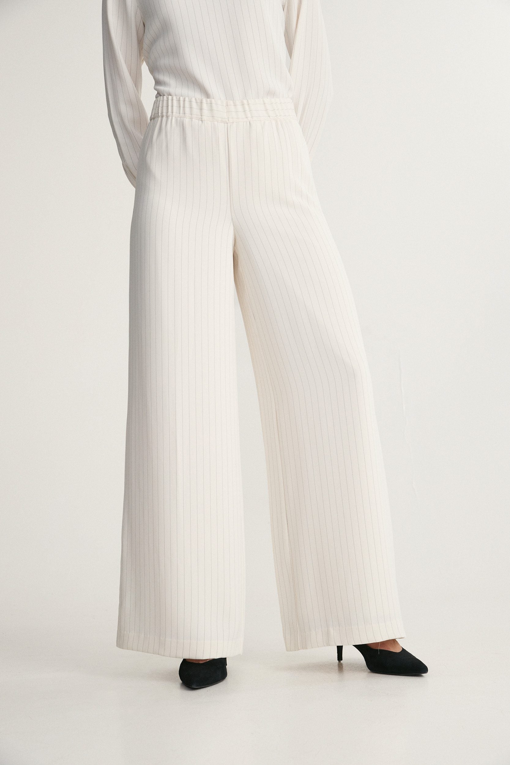 Striped wide-leg pants