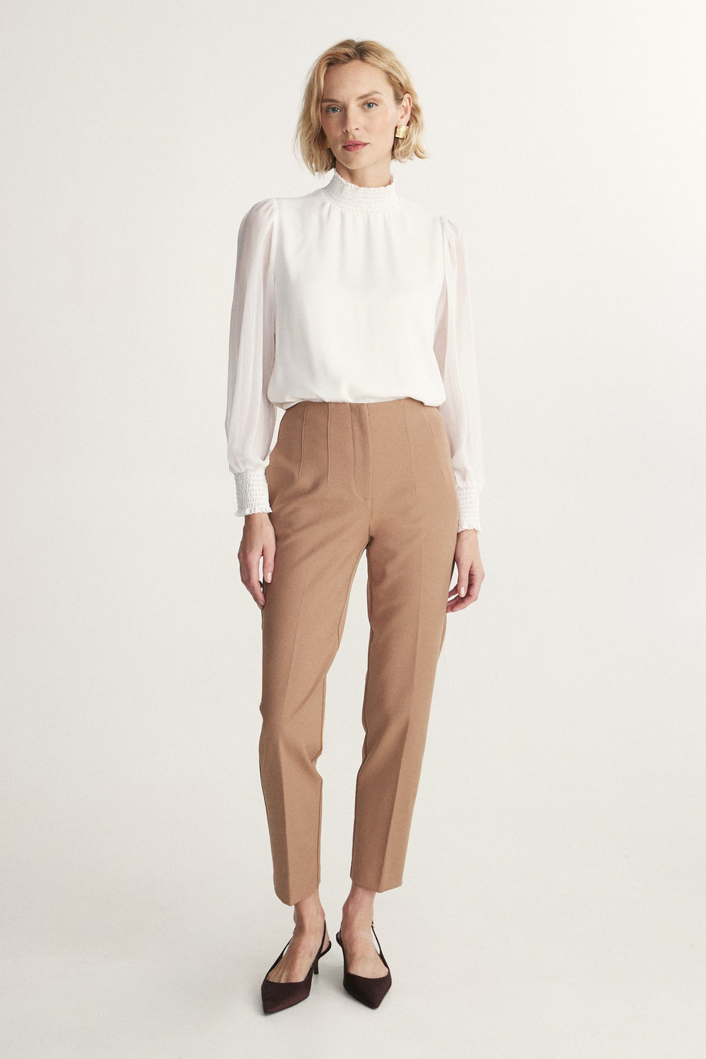 Pantalon taille haute à pinces