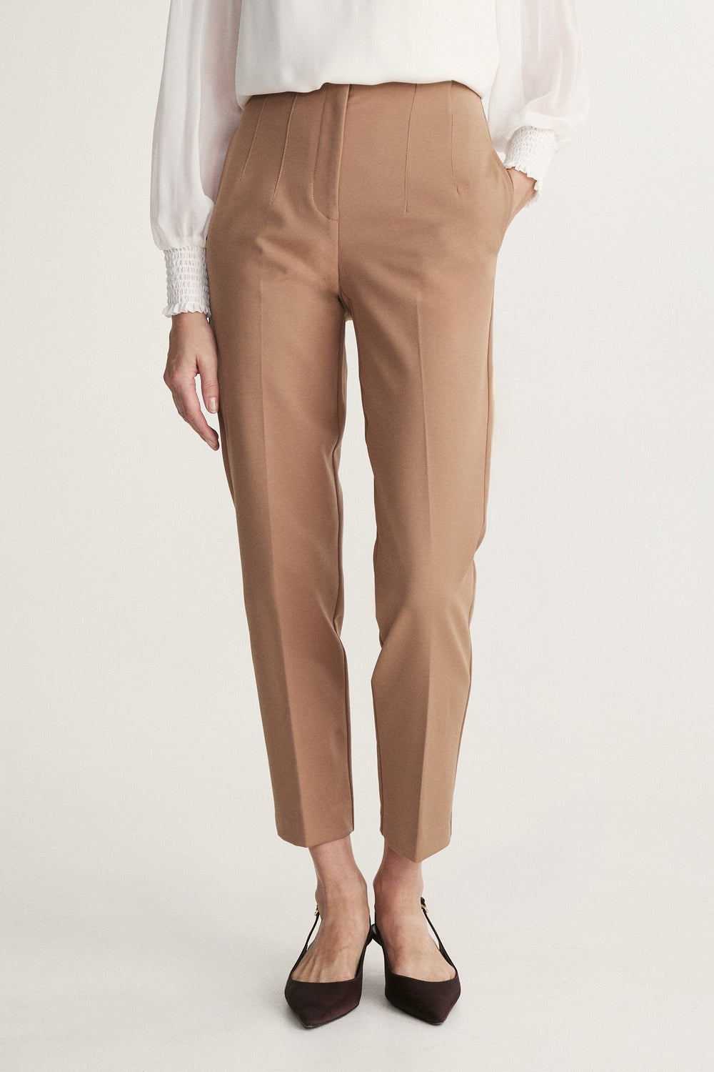 Pantalon taille haute à pinces