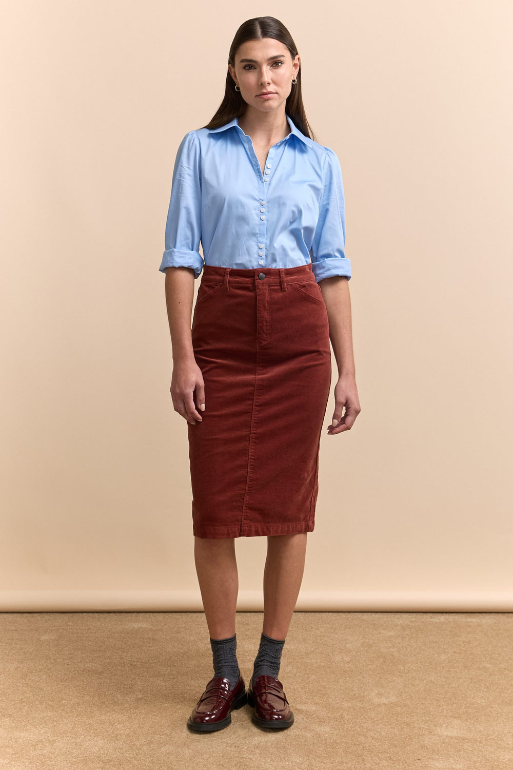 Pencil corduroy skirt