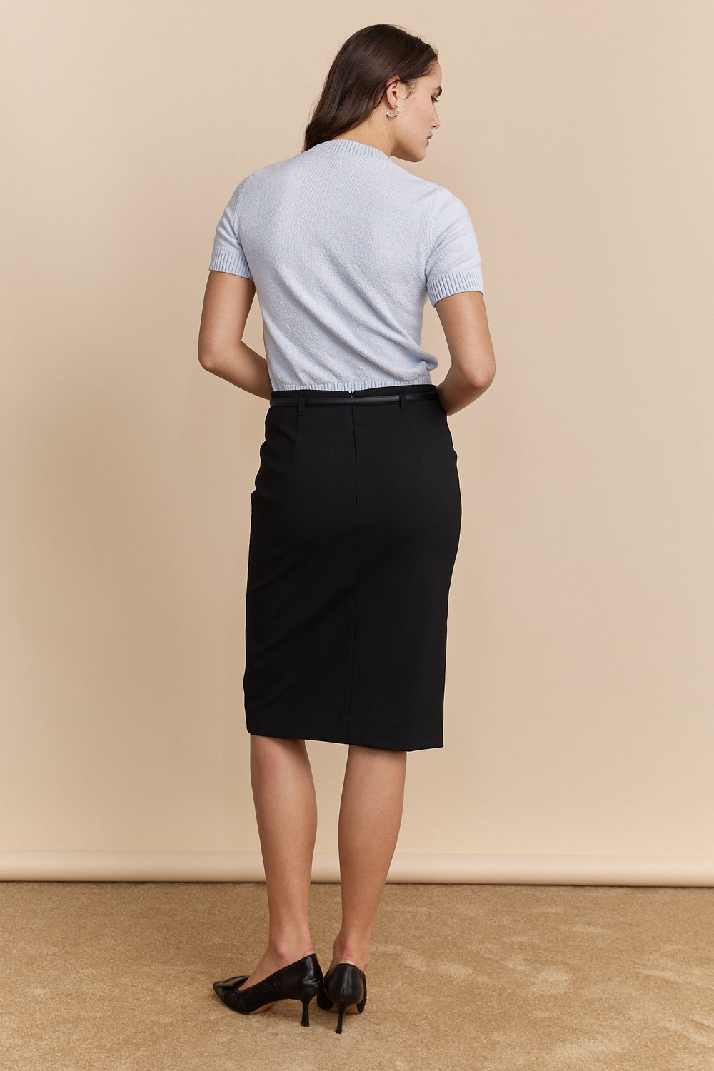Jupe taille haute à ceinture