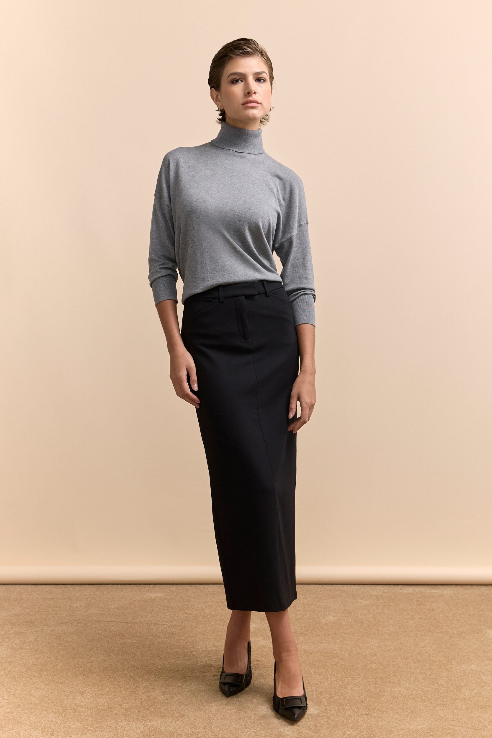 Jupe longue droite en ponte