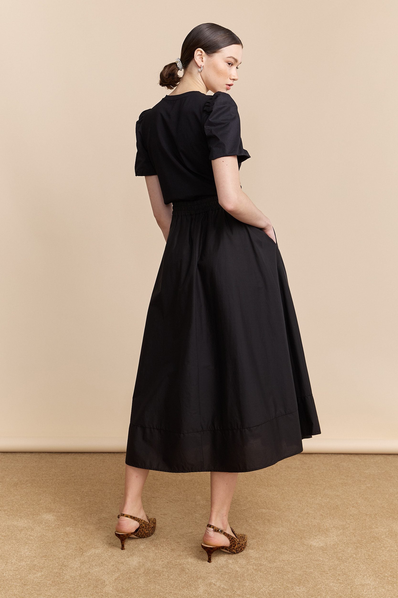 Poplin skirt with elastic waist