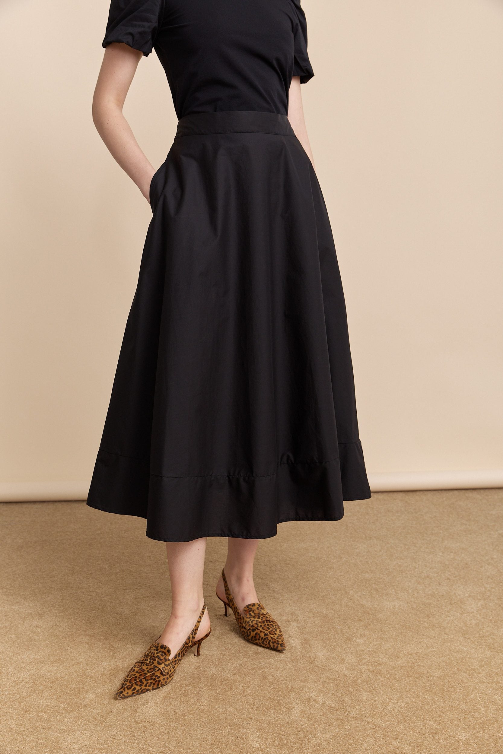 Poplin skirt with elastic waist