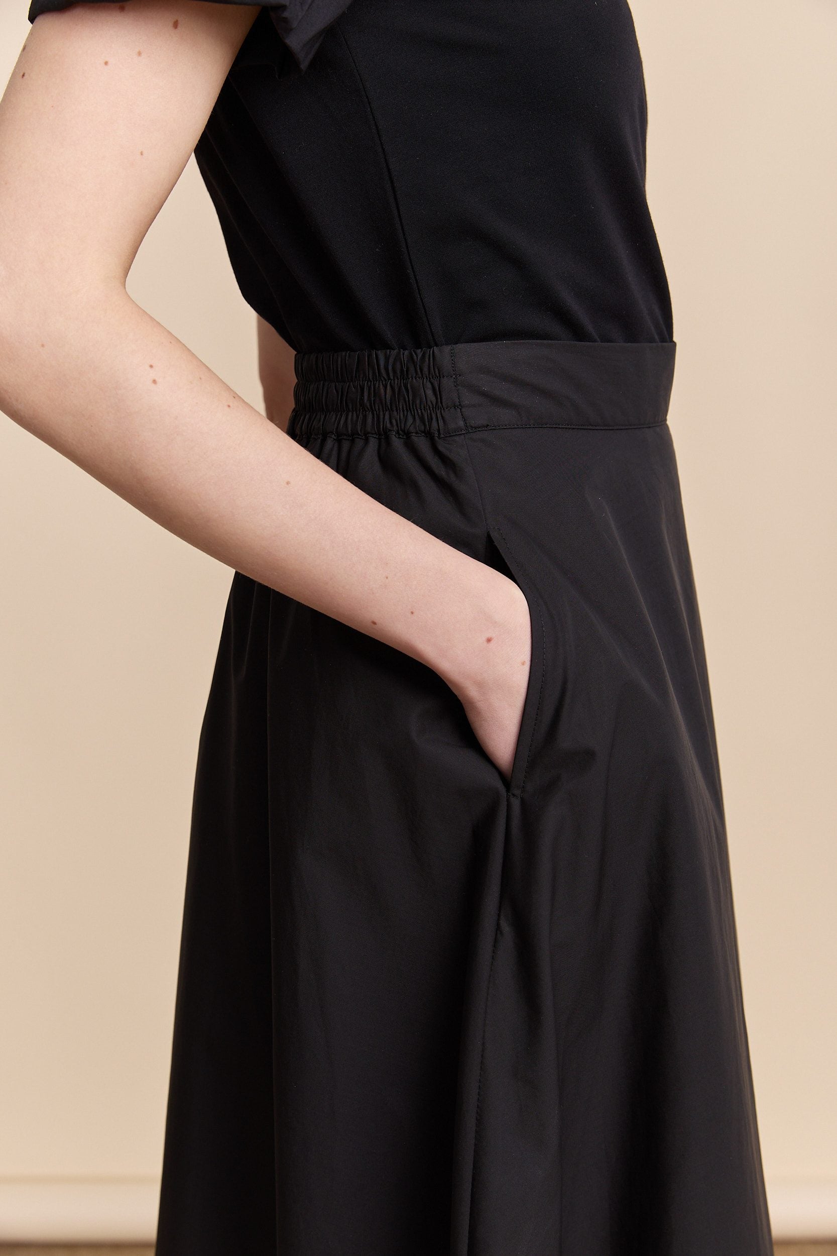 Poplin skirt with elastic waist