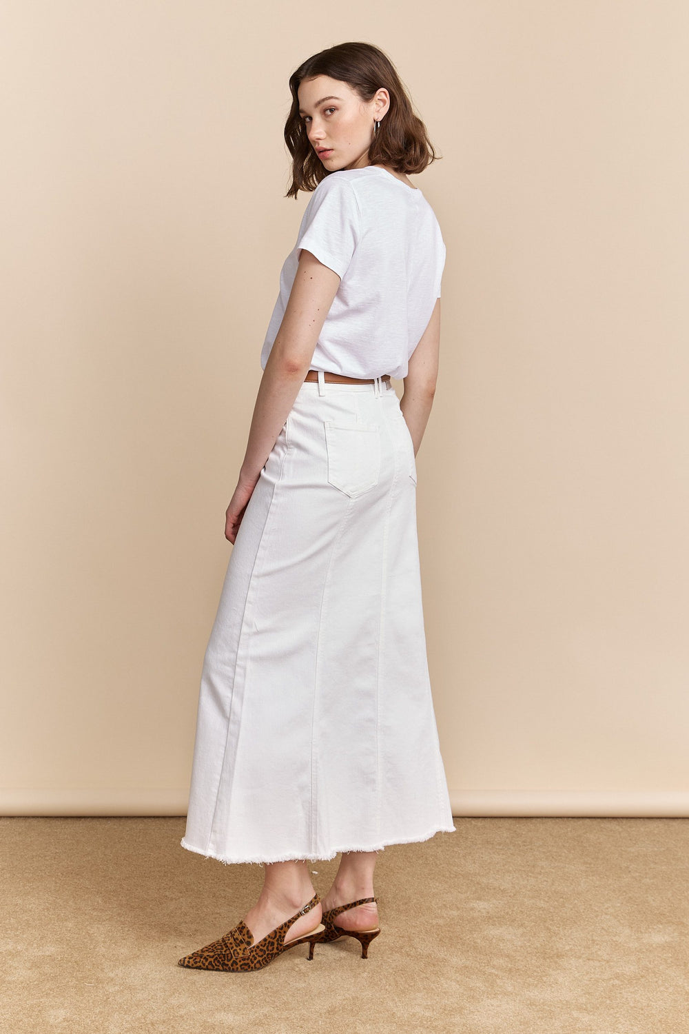 Jupe longue en denim blanc