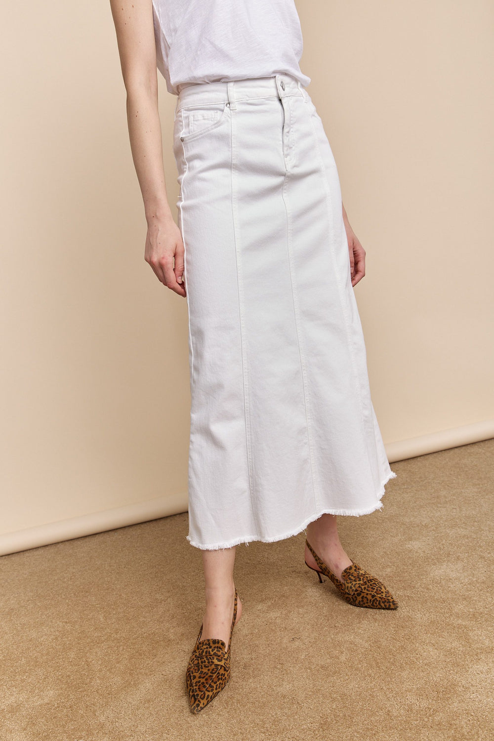 Jupe longue en denim blanc