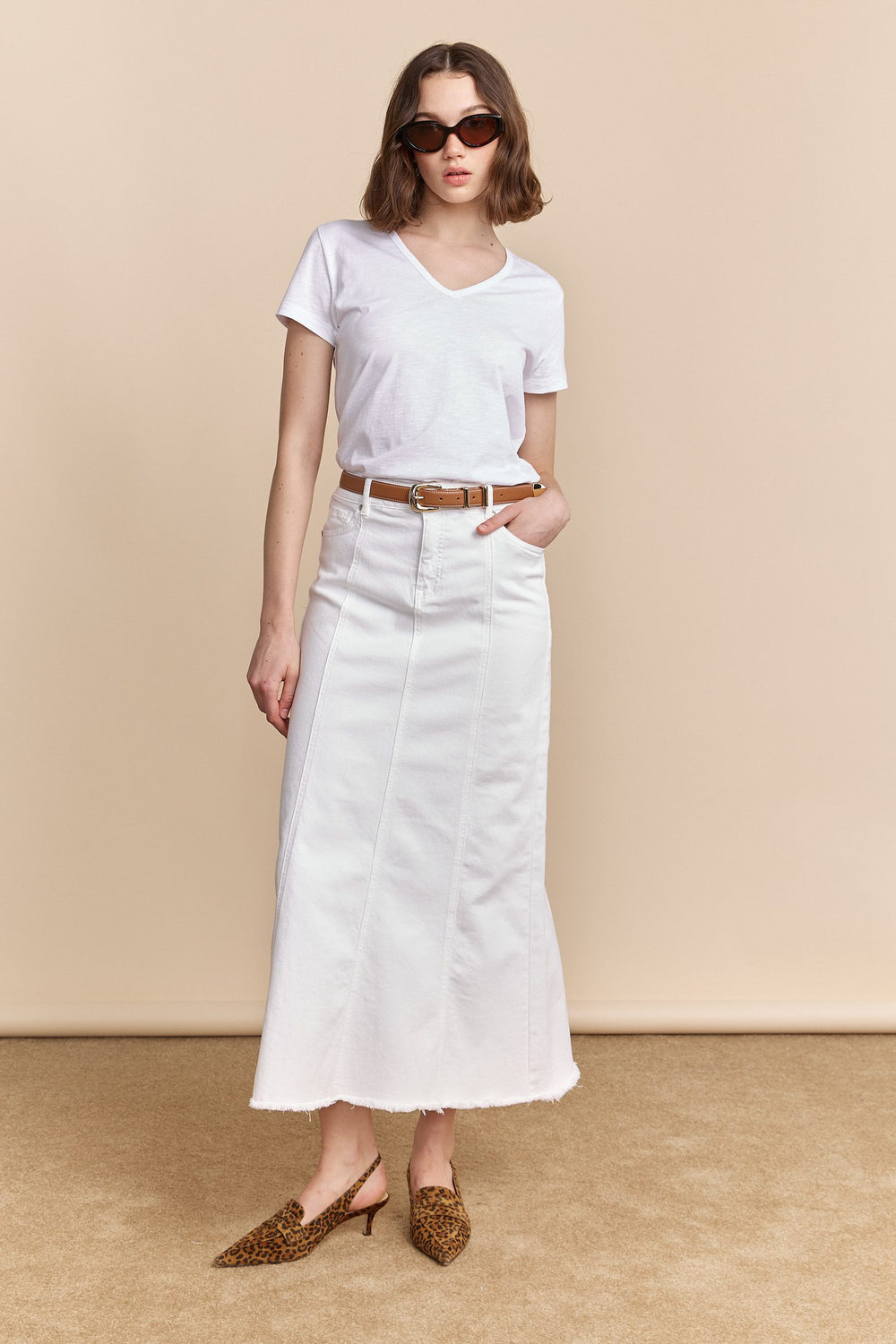 Jupe longue en denim blanc