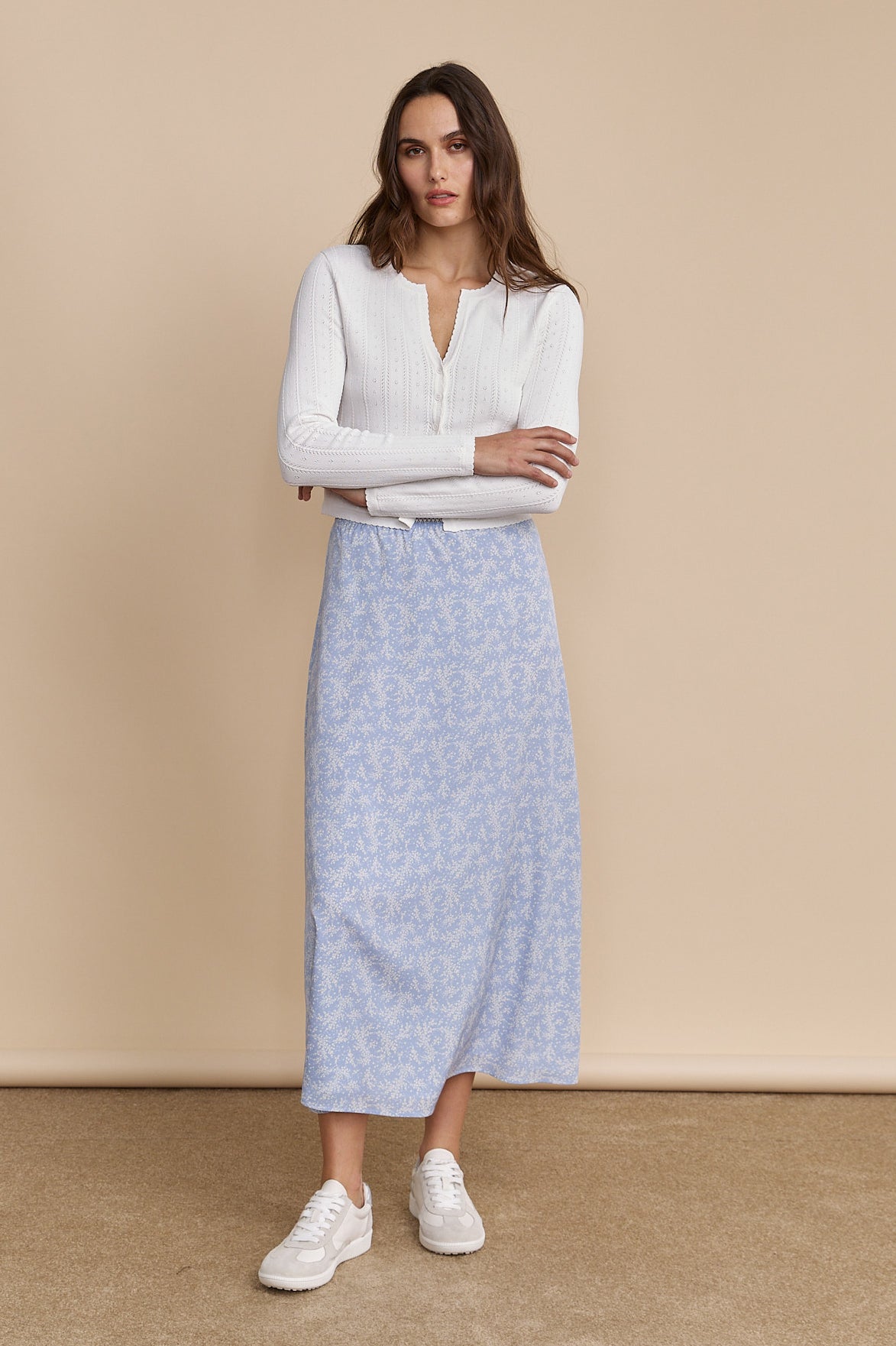 Jupe à imprimé floral à taille élastique