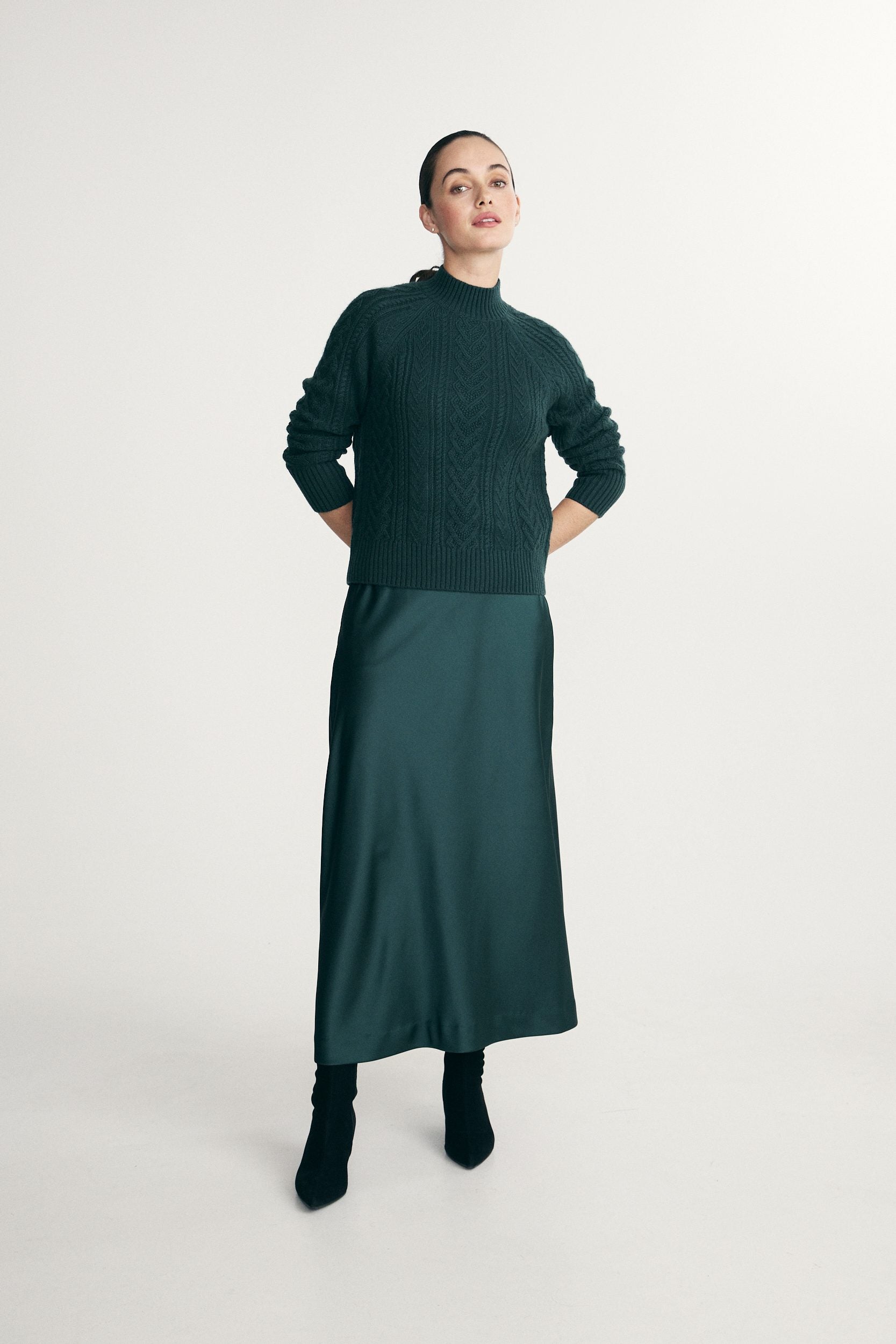 Jupe D'hiver Femme Mi-longue Chaude - Haute Teneur Coton, Taille élastique - Noir, Rose - Taille XXL