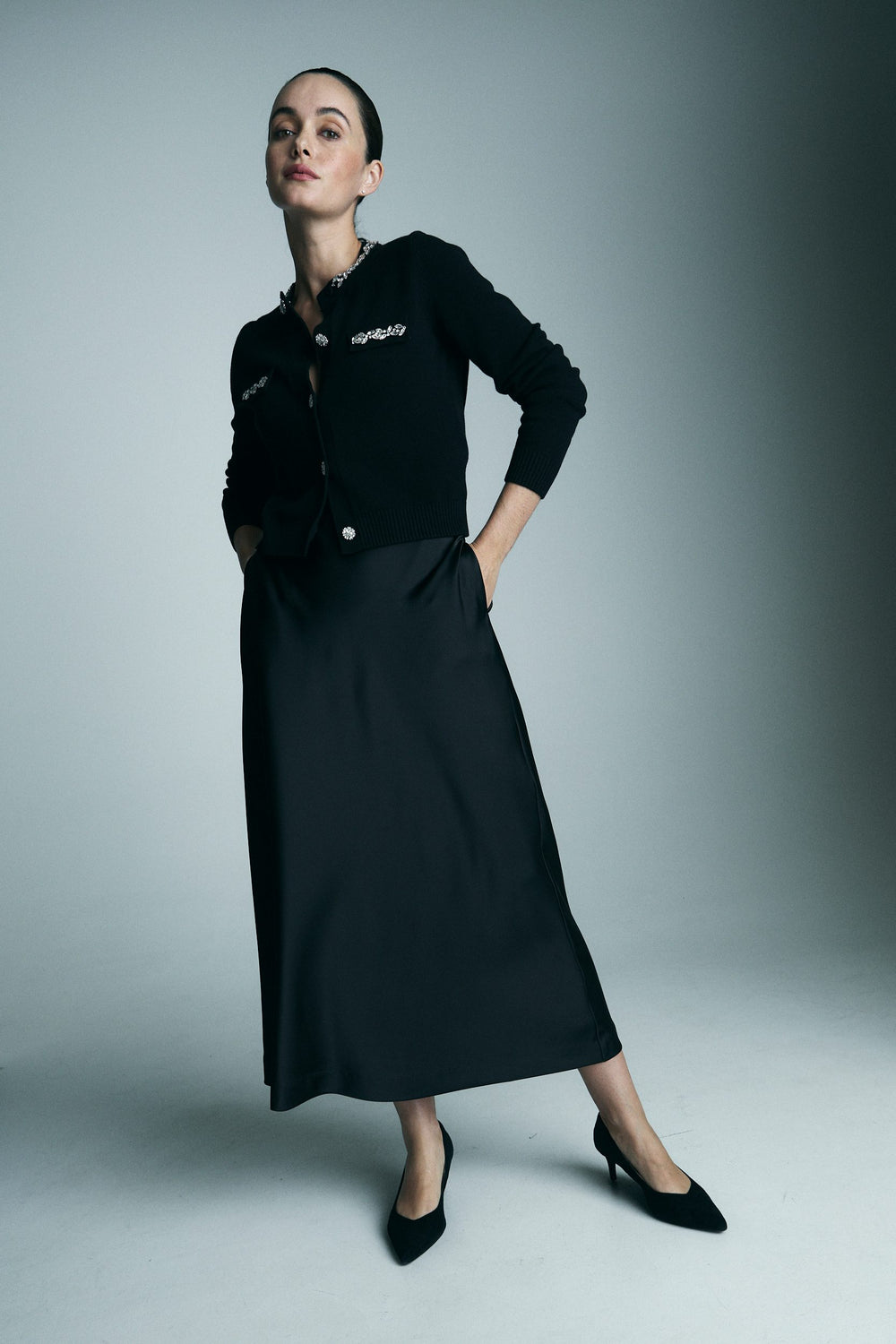 Jupe longue en satin