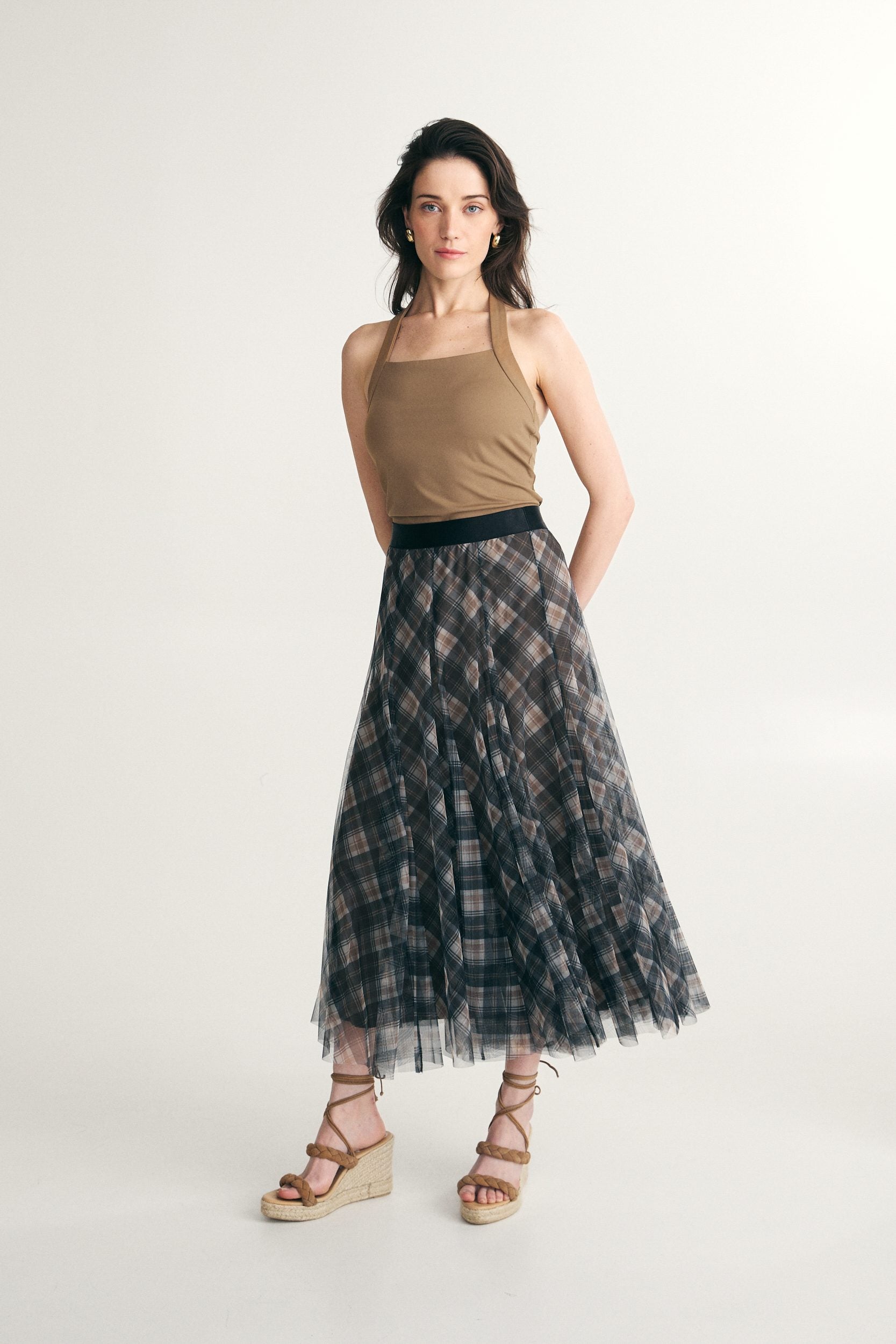 Jupe en mesh à carreaux