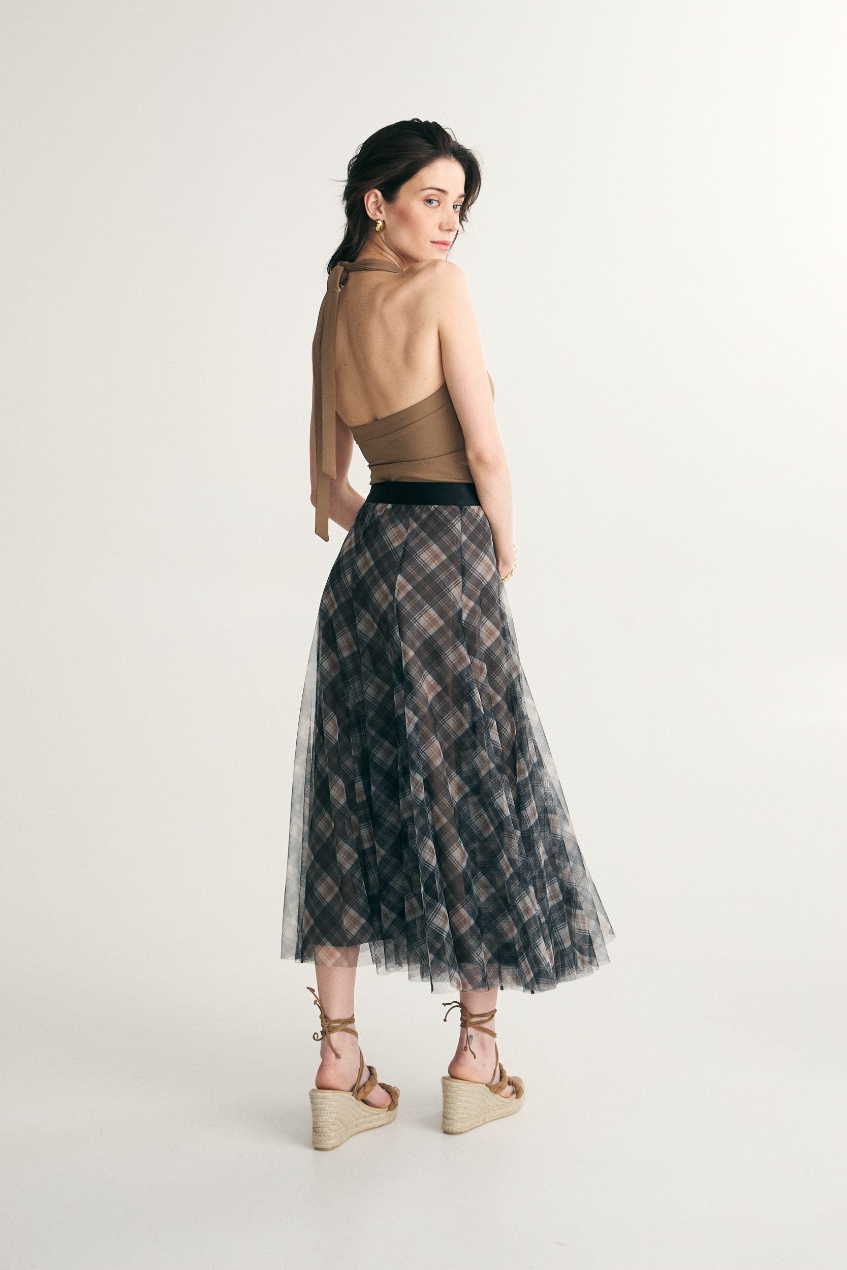 Checkered mesh skirt