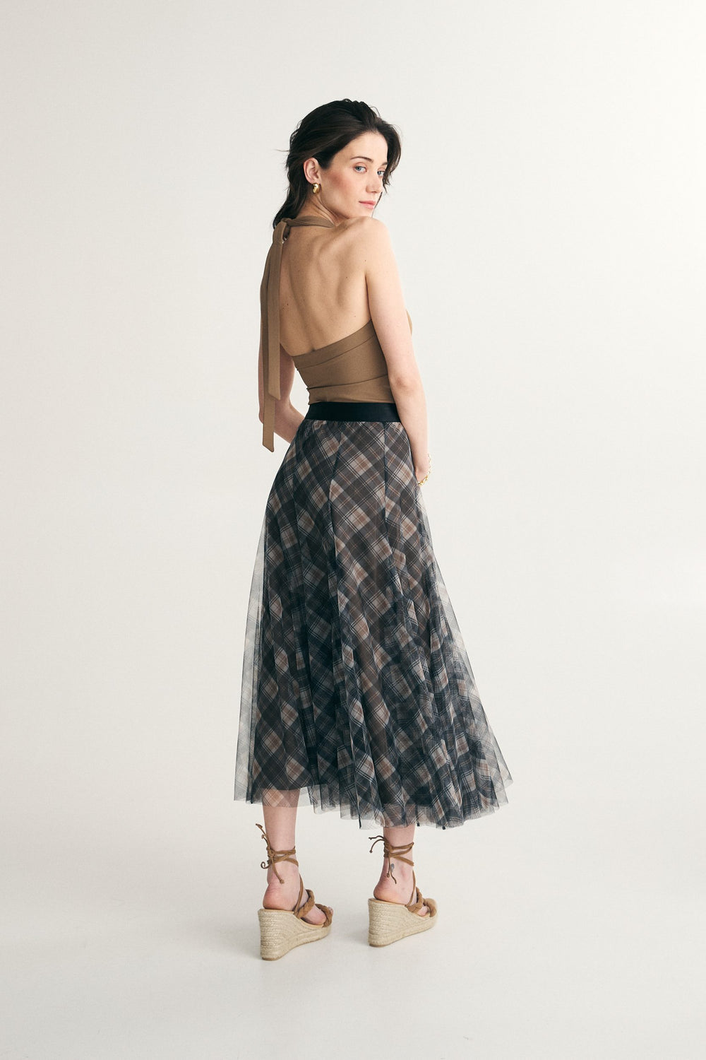 Checkered mesh skirt