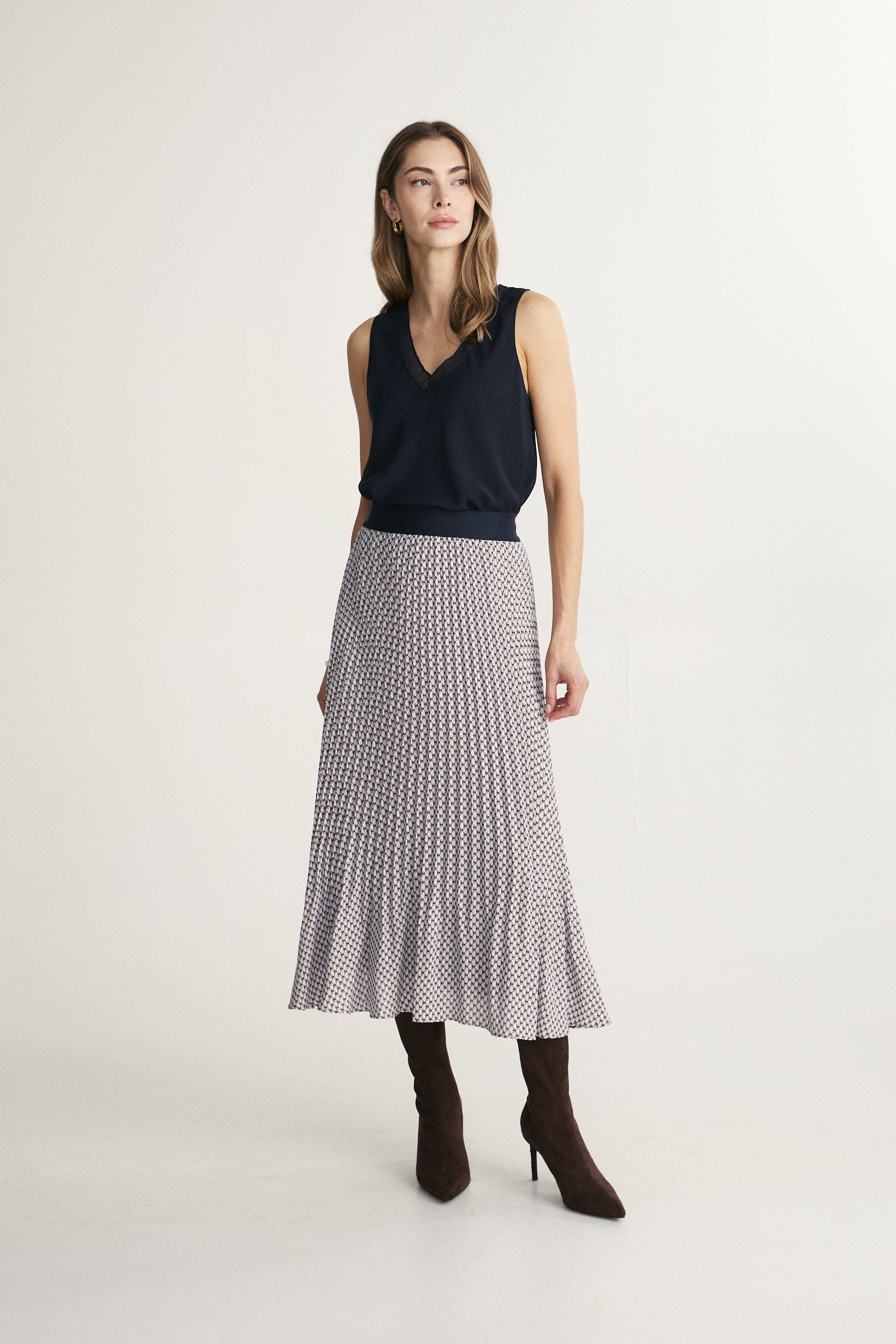 Printed pleated skirt