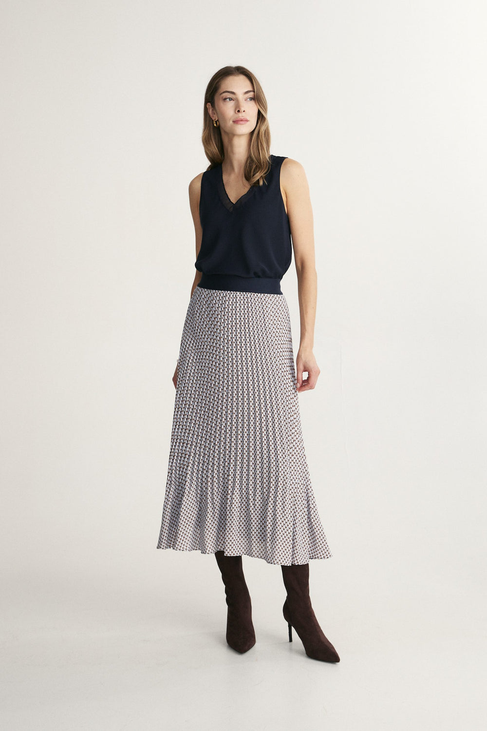 Printed pleated skirt