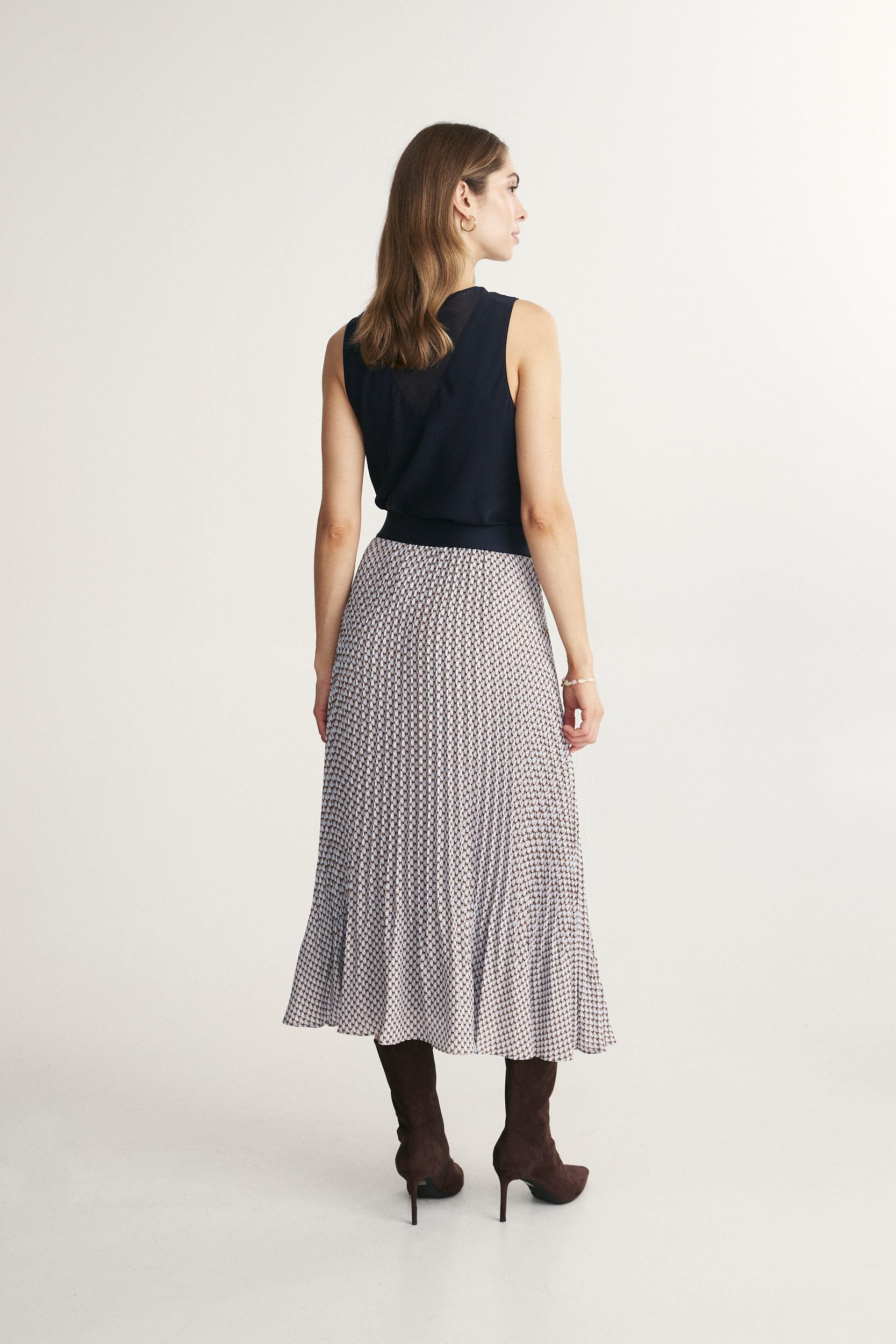 Printed pleated skirt