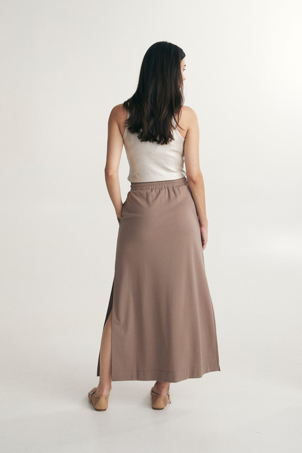 Jupe midi à taille élastique