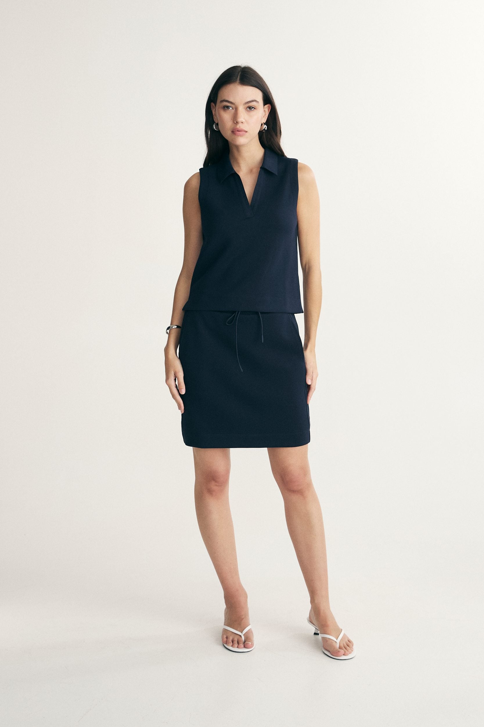 Elastic waist jersey skirt