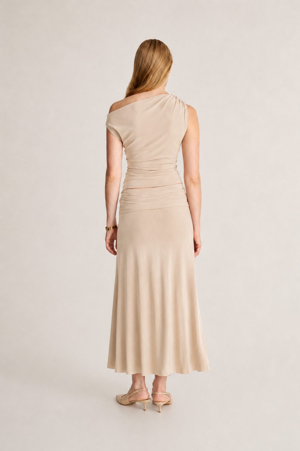 Jupe midi à taille froncée