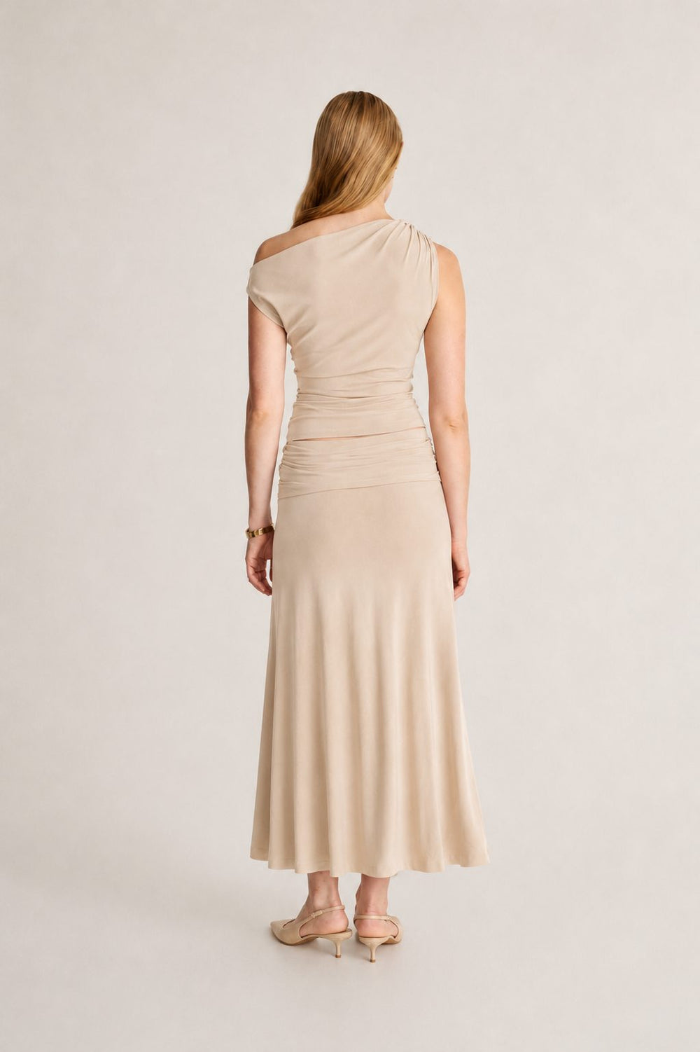 Jupe midi à taille froncée
