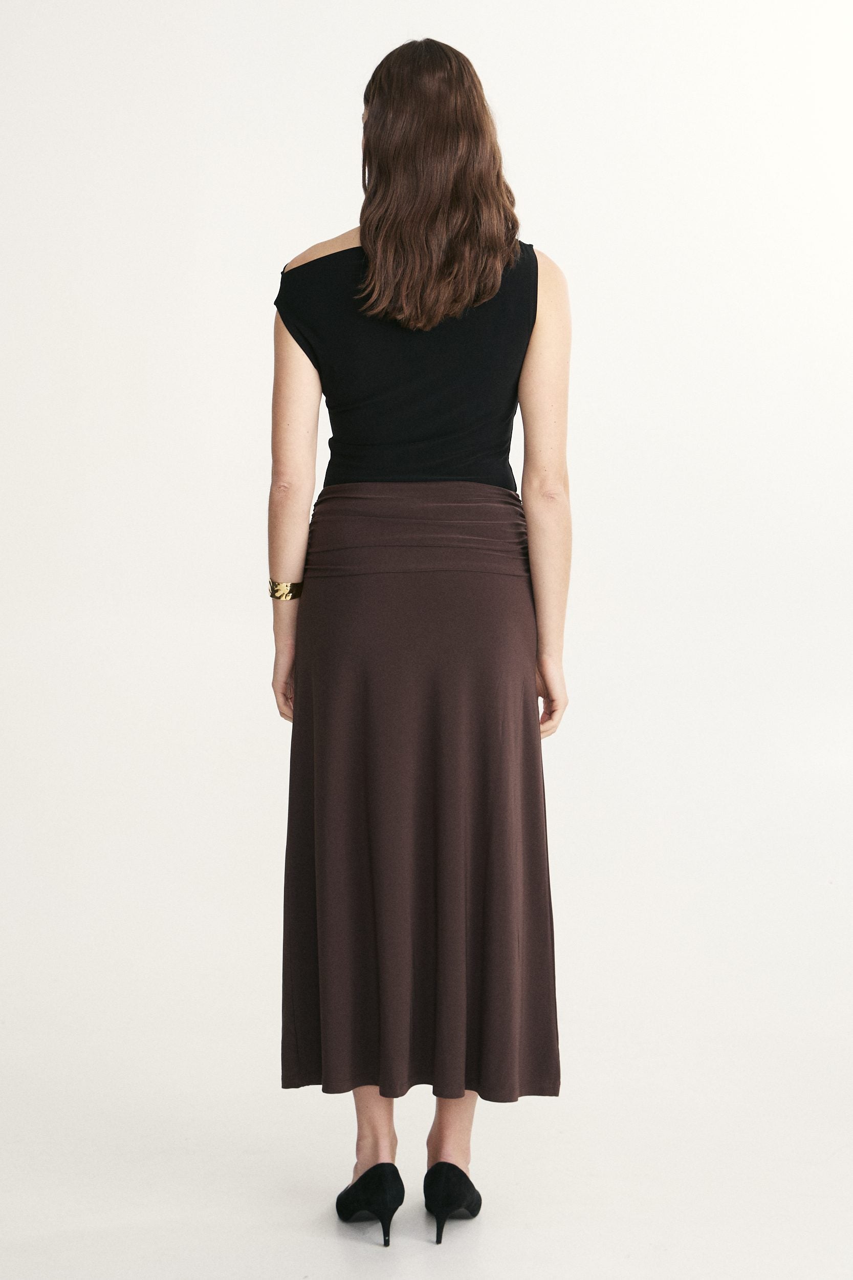 Ruched waist midi skirt