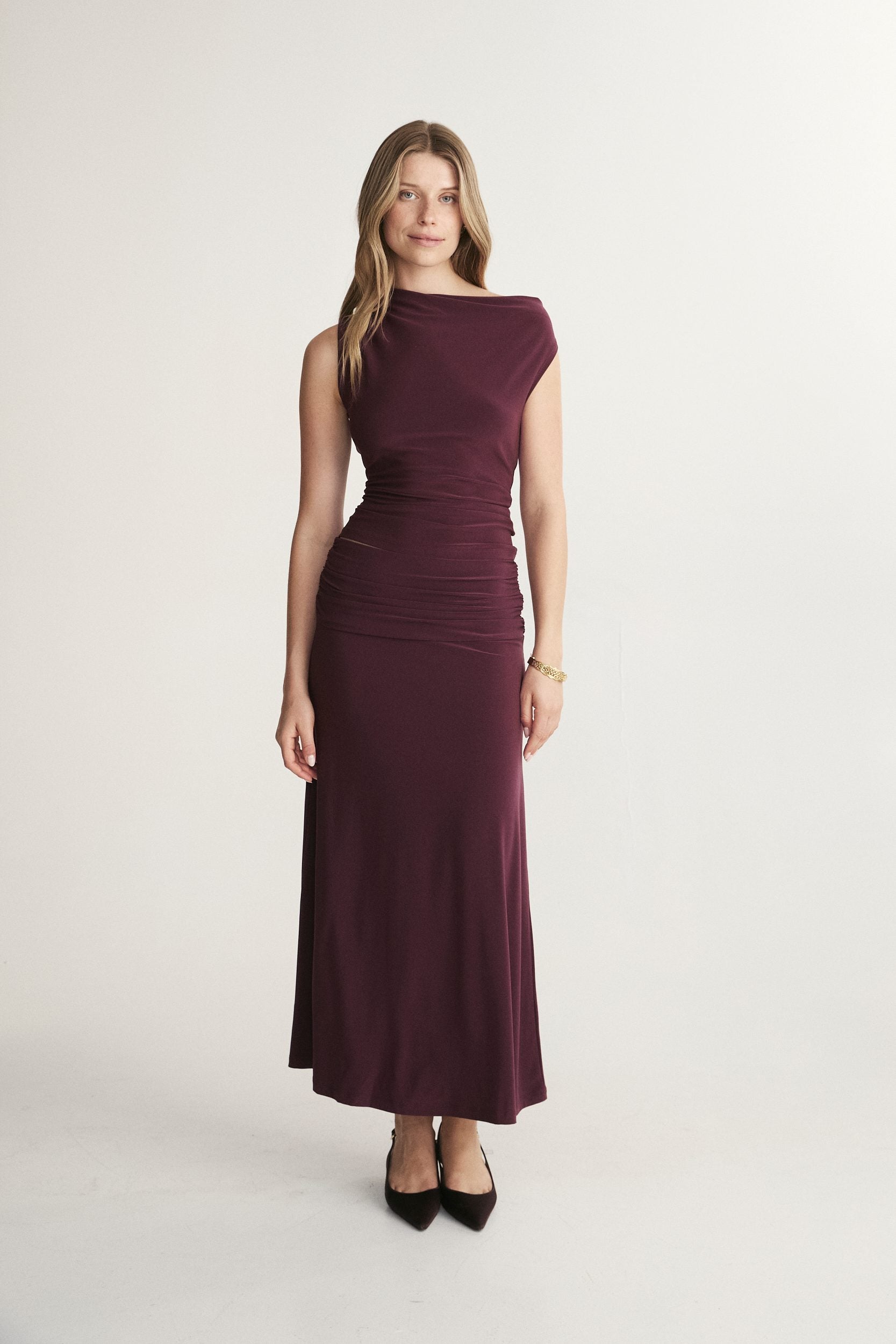 Ruched Waist Midi Skirt