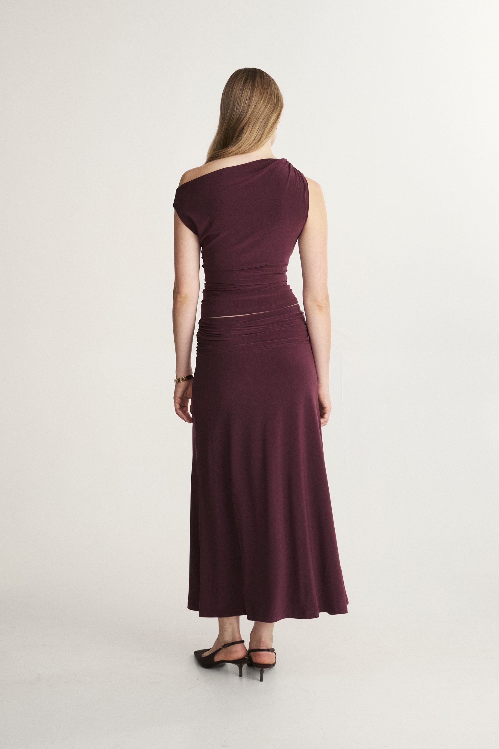 Ruched Waist Midi Skirt