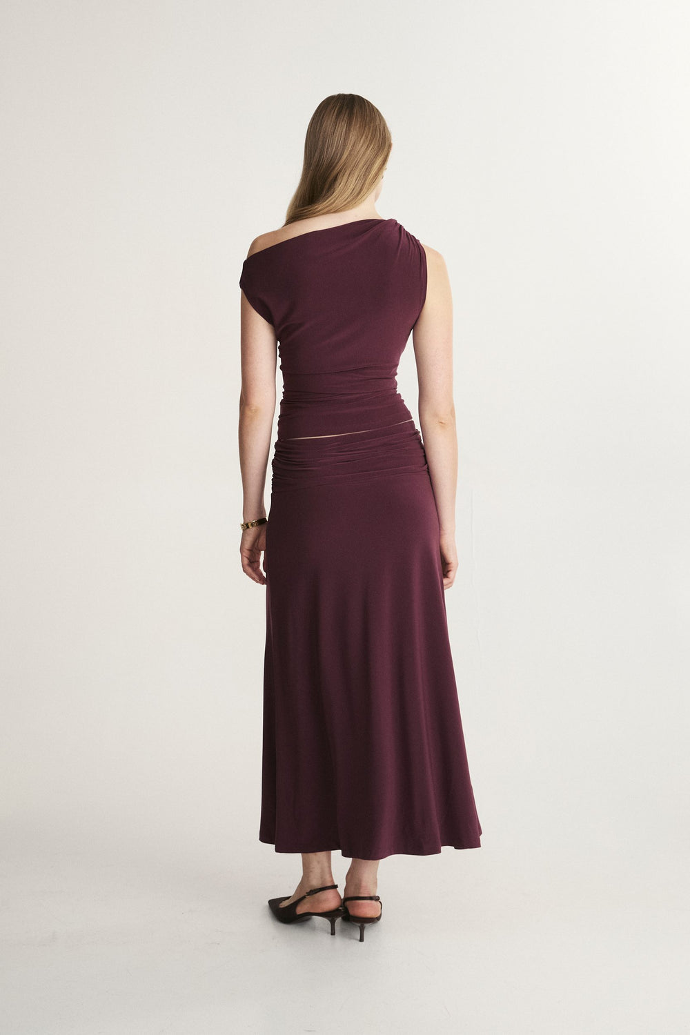 Ruched Waist Midi Skirt
