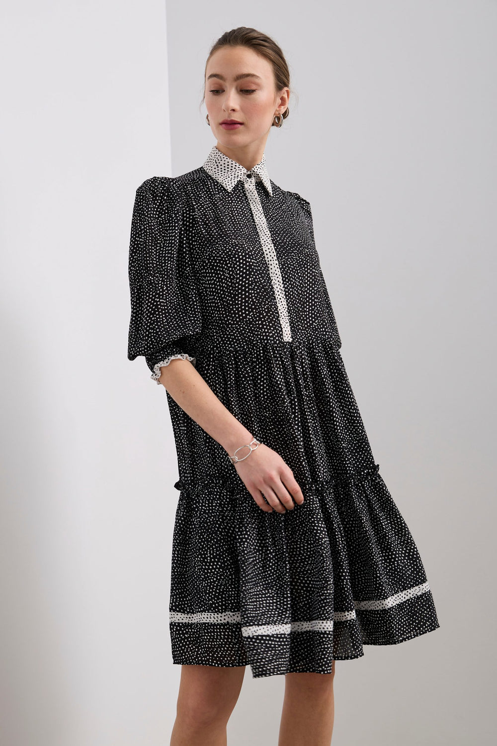 Robe longue motif à pois