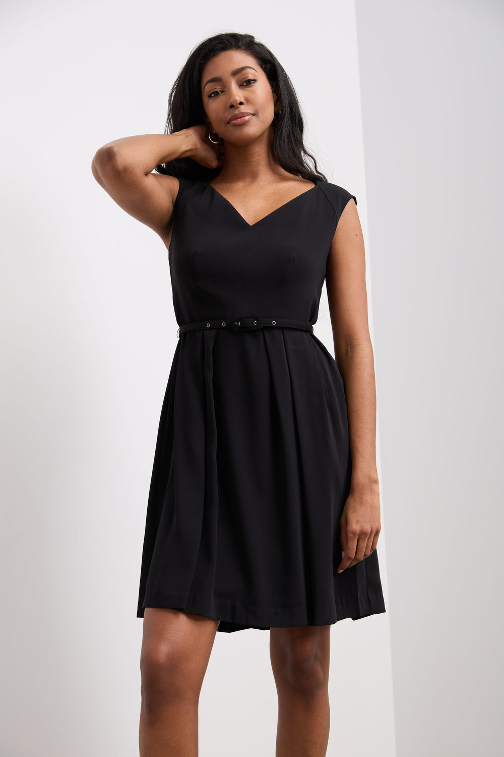 Robe évasée à ceinture
