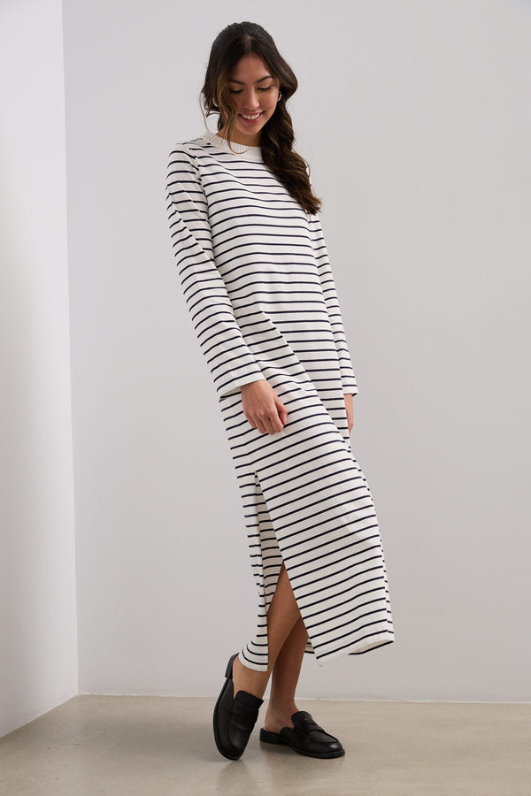 Striped jersey maxi dress