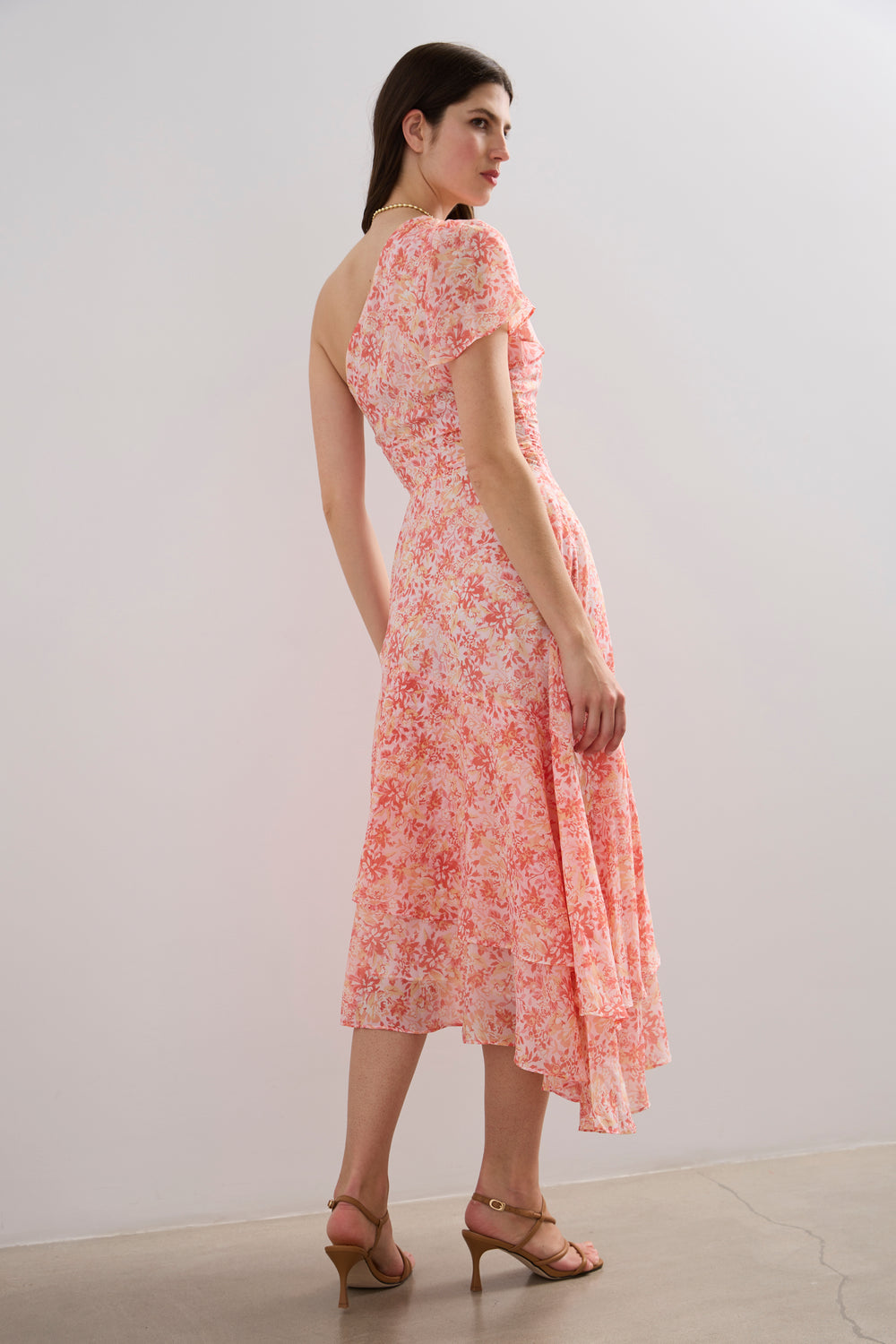 Robe asymétrique fluide à imprimé floral