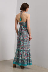 Printed maxi dress with open back