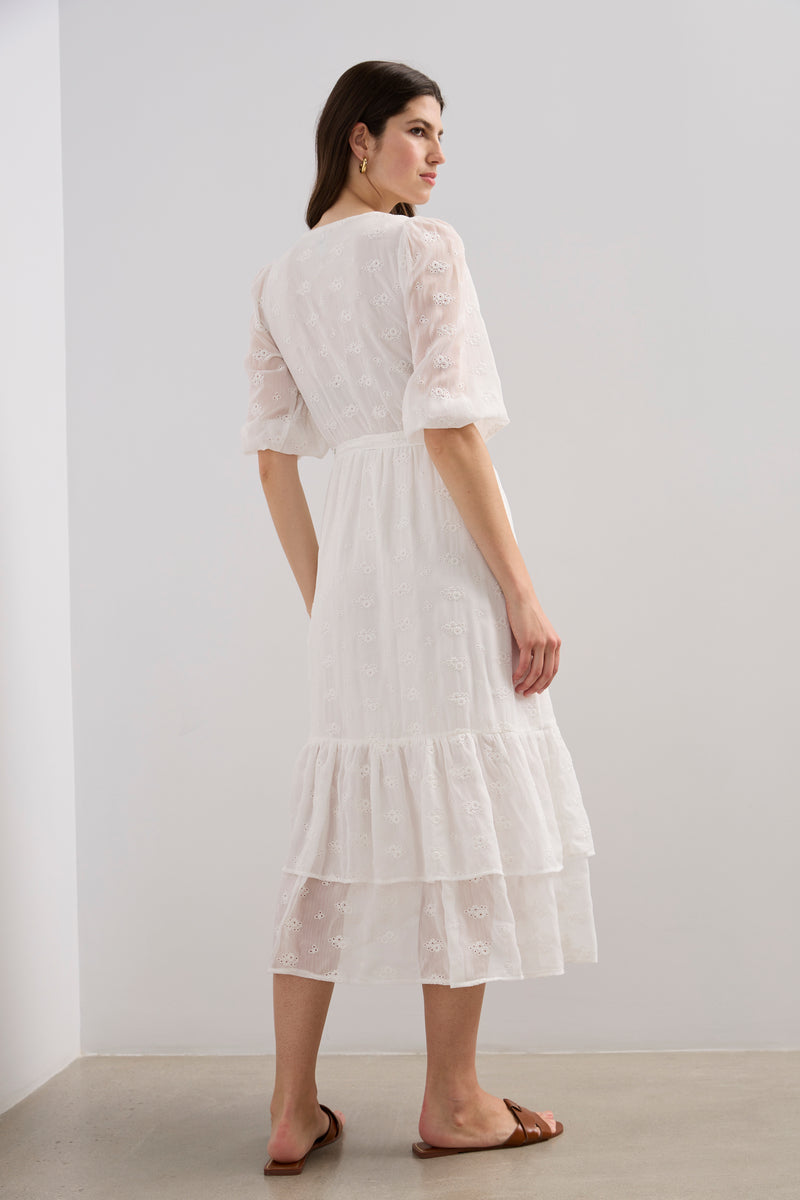 Embroidered ruffle dress