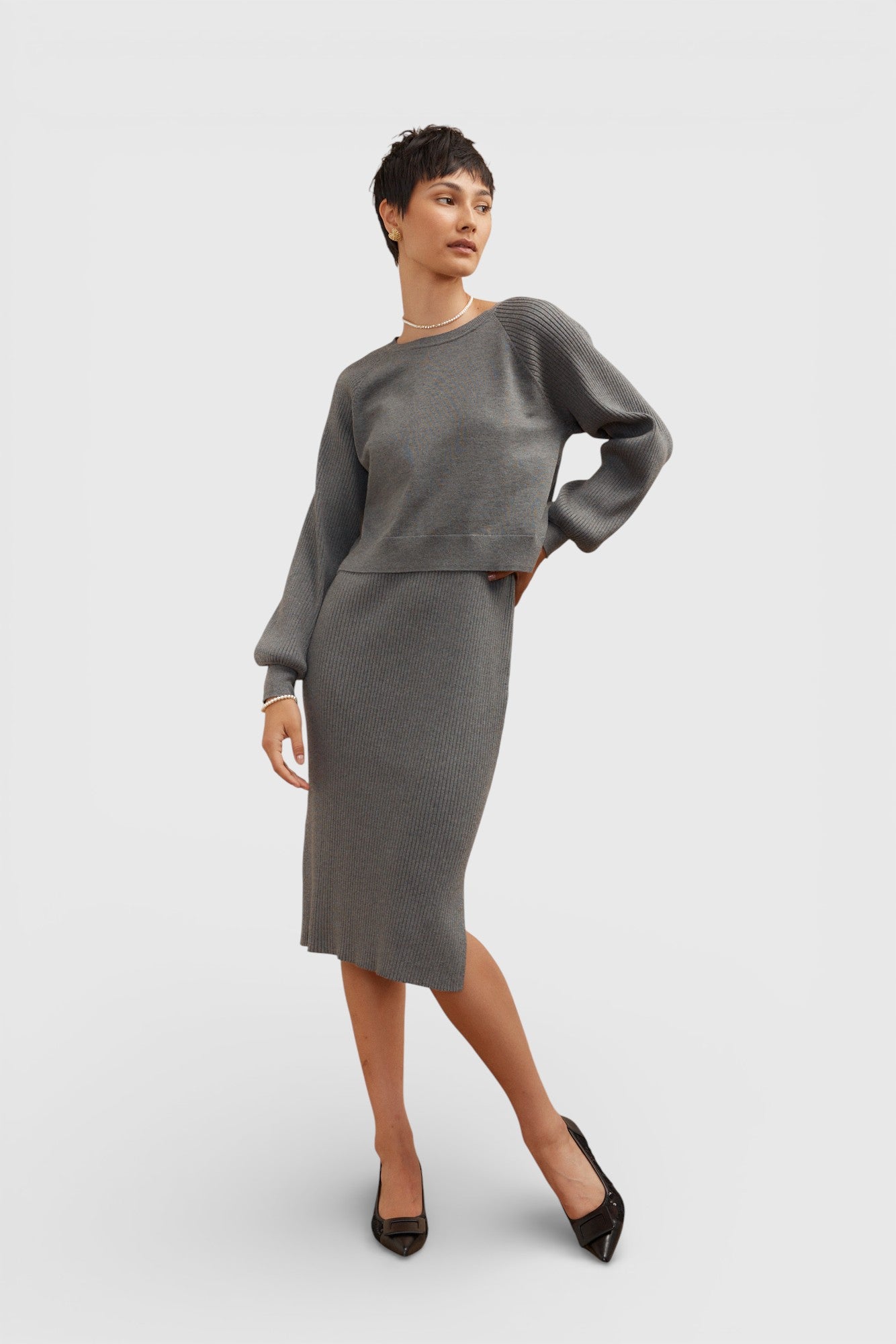 Robe en maille côtelée 2 1