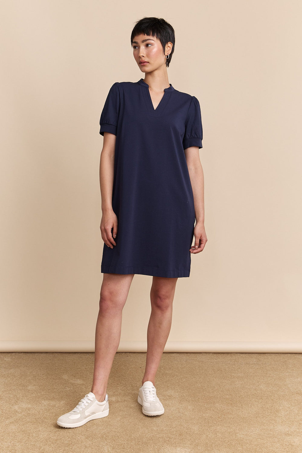 Robe jersey avec manches en popeline