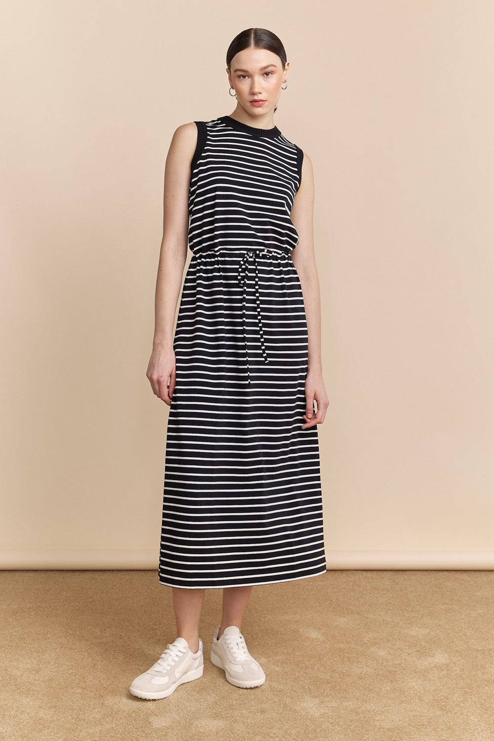 Longue robe en jersey rayé