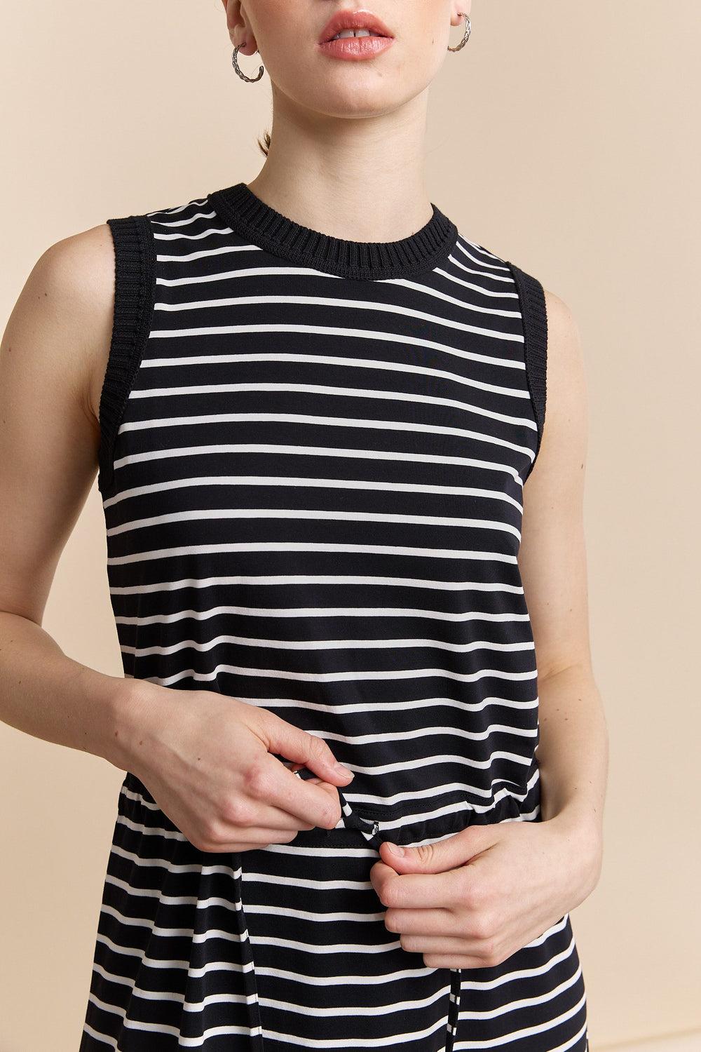 Longue robe en jersey rayé