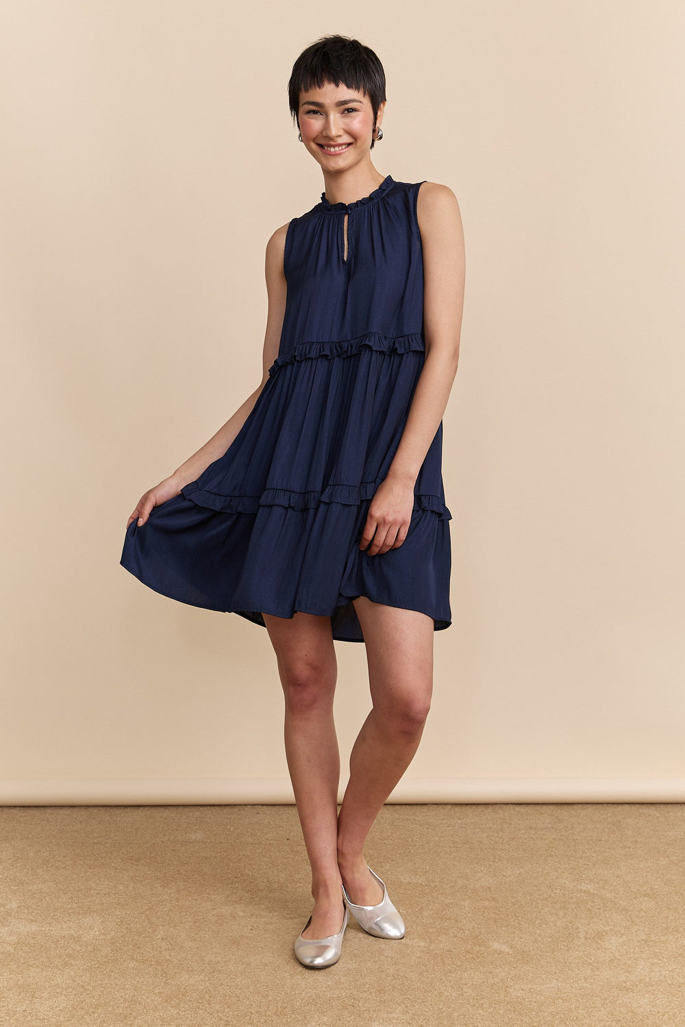 Fluid dress with frills