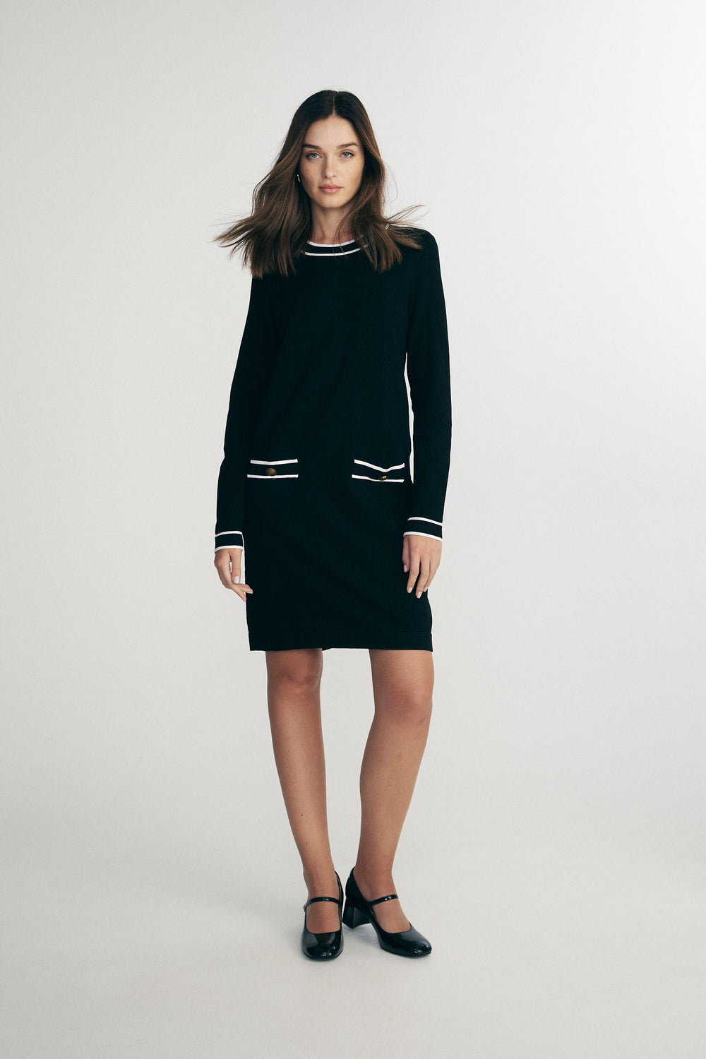 Robe en maille à détails contrastants