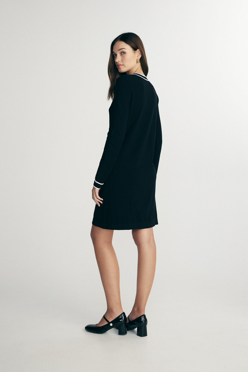 Robe en maille à détails contrastants