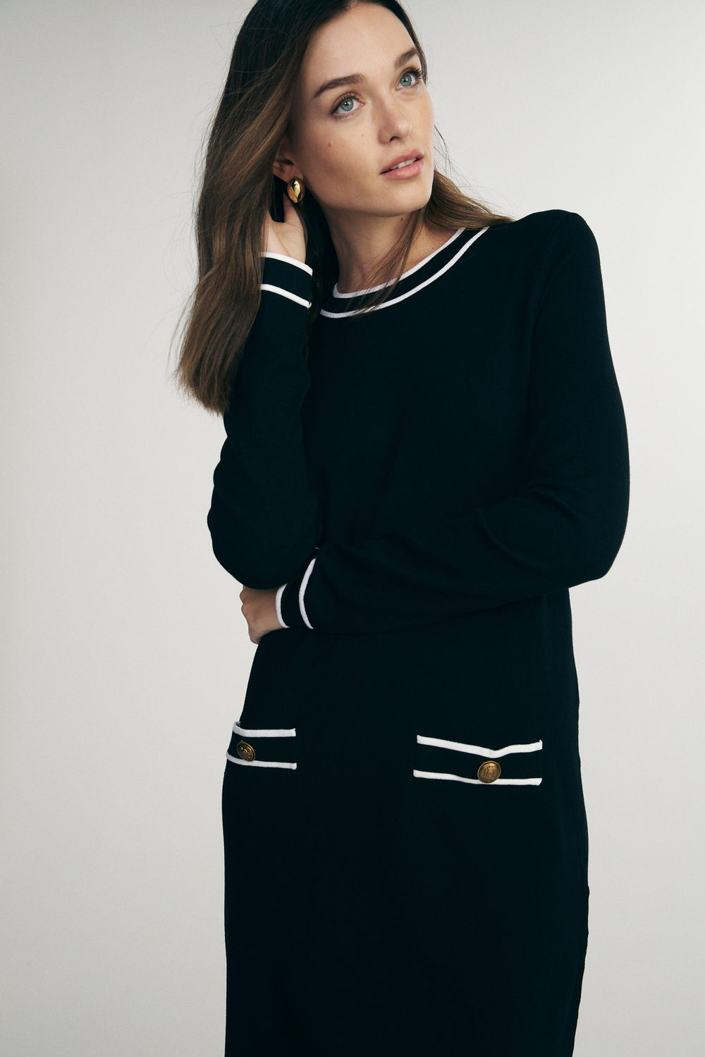 Robe en maille à détails contrastants