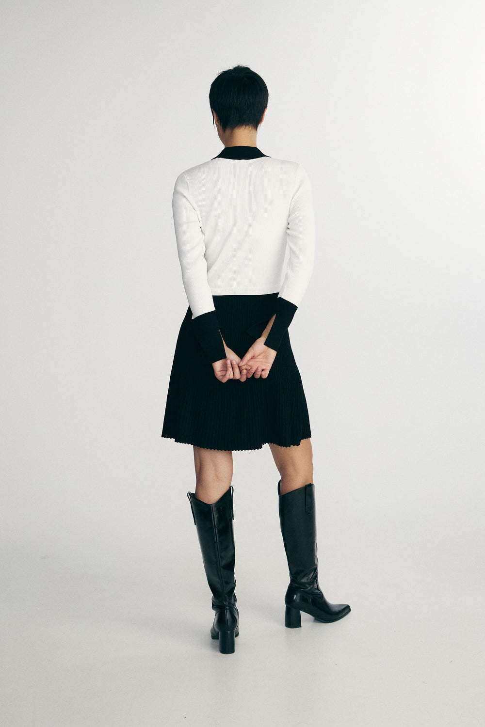 Robe évasée en maille côtelée
